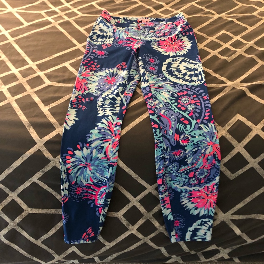 Like New Lilly Pulitzer Keliani Stretch Pants- Size 2- Deep Indigo Gypsea Girl
